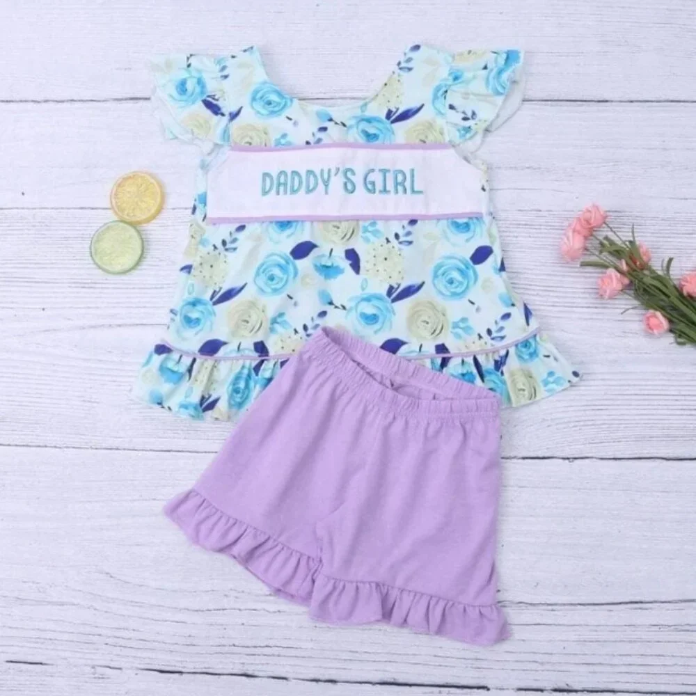 Boutique Daddy's Girl Floral Tunic Dress & Shorts Outfit Set